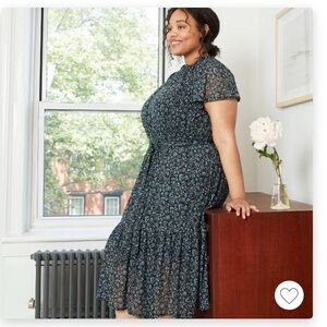 Ava & Viv Floral-Print Short-Sleeve Mesh Midi Dress X